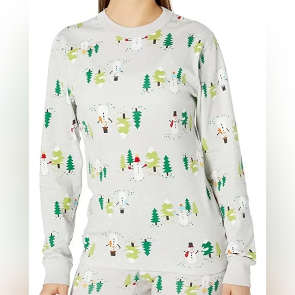 Moon and Back by Hanna Andersson Holiday Snowman Long John Pajama Top - Picture 1 of 11